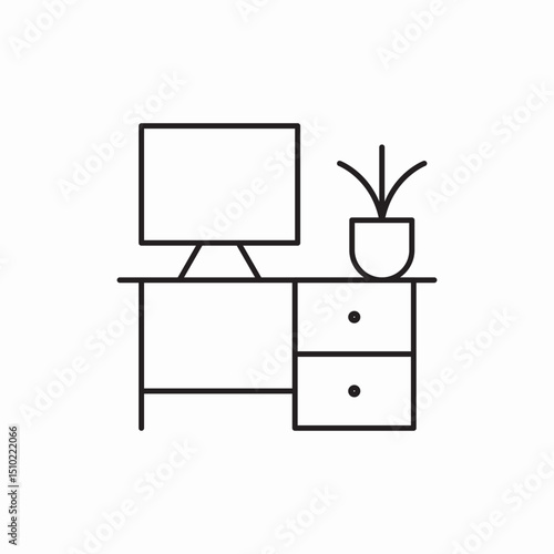 Office desk workspace icon vector sign