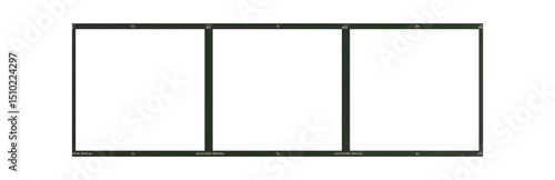 Film frame photo strip high-resolution blank filter. 35mm scan template texture effect. Trendy editable camera roll social stories design. Isolated vintage analog transparent empty scratches mockup.