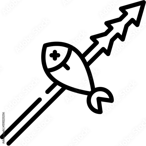 Animal, Dinosaur, Stone, Prehistoric, Skull, Needle, hunt, Cave, weapon and Fire line icon. Vector illustration. Editable stroke. stock illustration