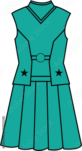 Icon Name: Teal Dress Icon Title: Teal Sleeveless Dress with Star Decorations