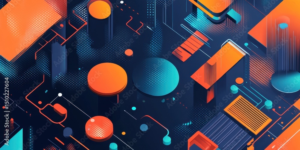 Digital Abstraction: An intricate and vibrant digital abstraction, displaying geometric shapes and a dynamic composition. Digital Abstraction: An intricate and vibrant digital abstraction, displaying geometric shapes and a dynamic composition.