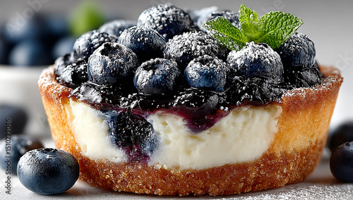 Blueberry Cheesecake mini, isolated on a white background