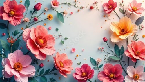 Continuous blooming floral motif, smooth transitions , repeat, pretty, design