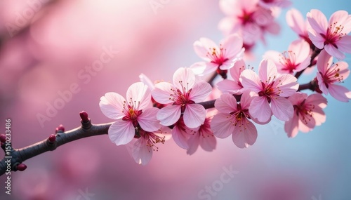Delicate pink sakura blossoms, intricate branch pattern, nature, bloom, sakura