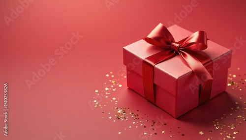 Wallpaper Mural Elegant red ribbon tied gift boxes, gold accents, present, red Torontodigital.ca