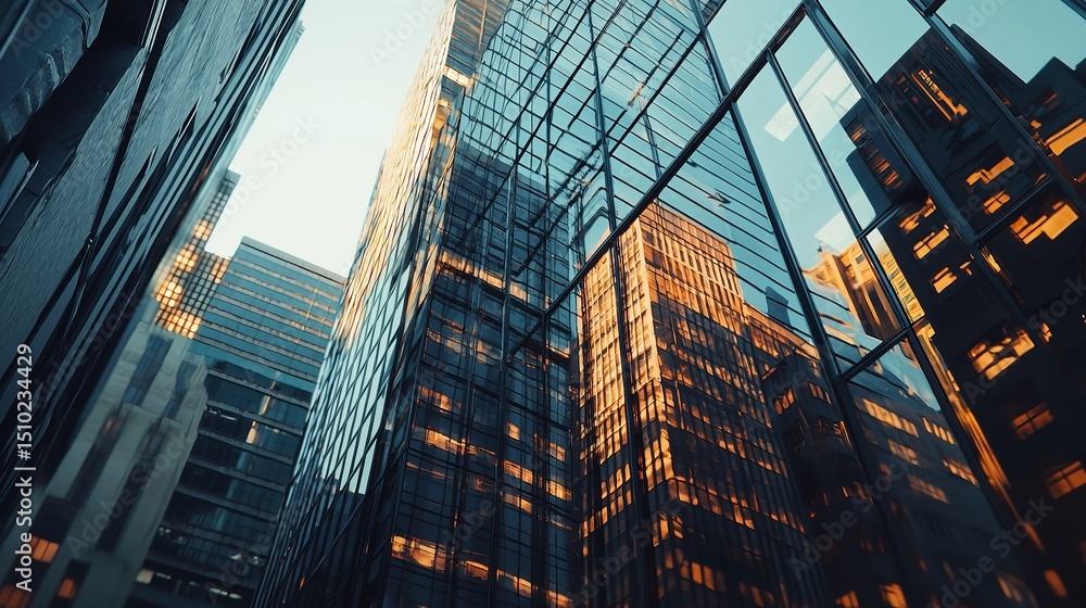 Fototapeta premium Business and Finance Background of Building Close Up