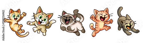 clipart illustration of cartoon funny cats