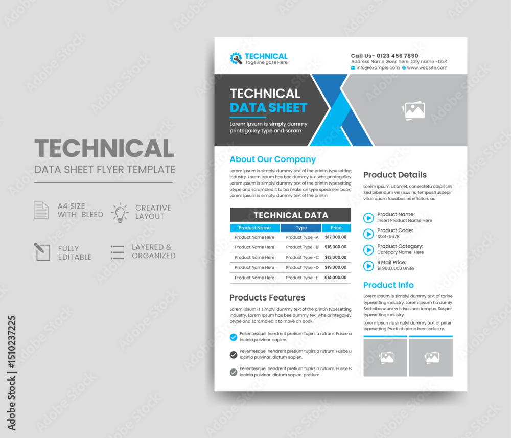 Technical Data Sheet Flyer Template Design Technical Data Sheet Flyer Template Design