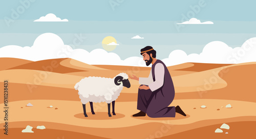 A person performs the act of Qurbani by slaughtering a goat, marking the ritual sacrifice during Eid al-Adha.