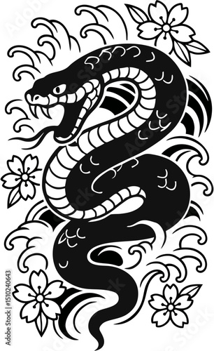 Japanese style snake tattoo