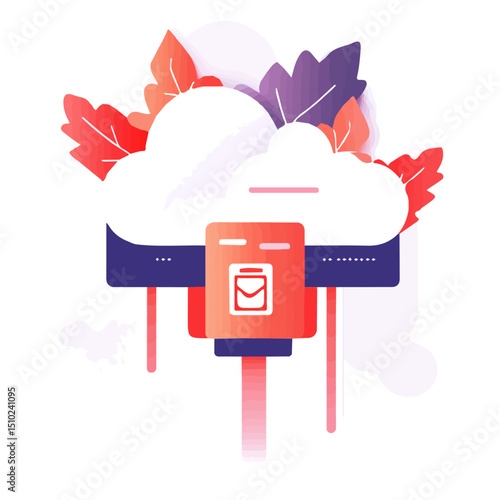 Upload Cloud vector 2D flat illustration, isolated on a white background.