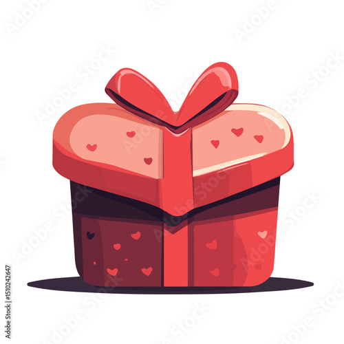 2D flat Valentines Day Heart Box vector illustration, isolated on a white background.