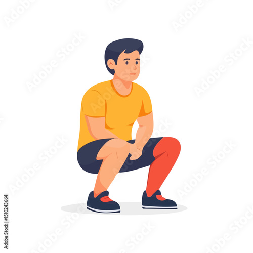 Squat 2D flat vector illustration, isolated on a white background.