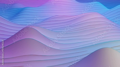 Abstract Pastel Waveforms:  Layered Digital Landscape