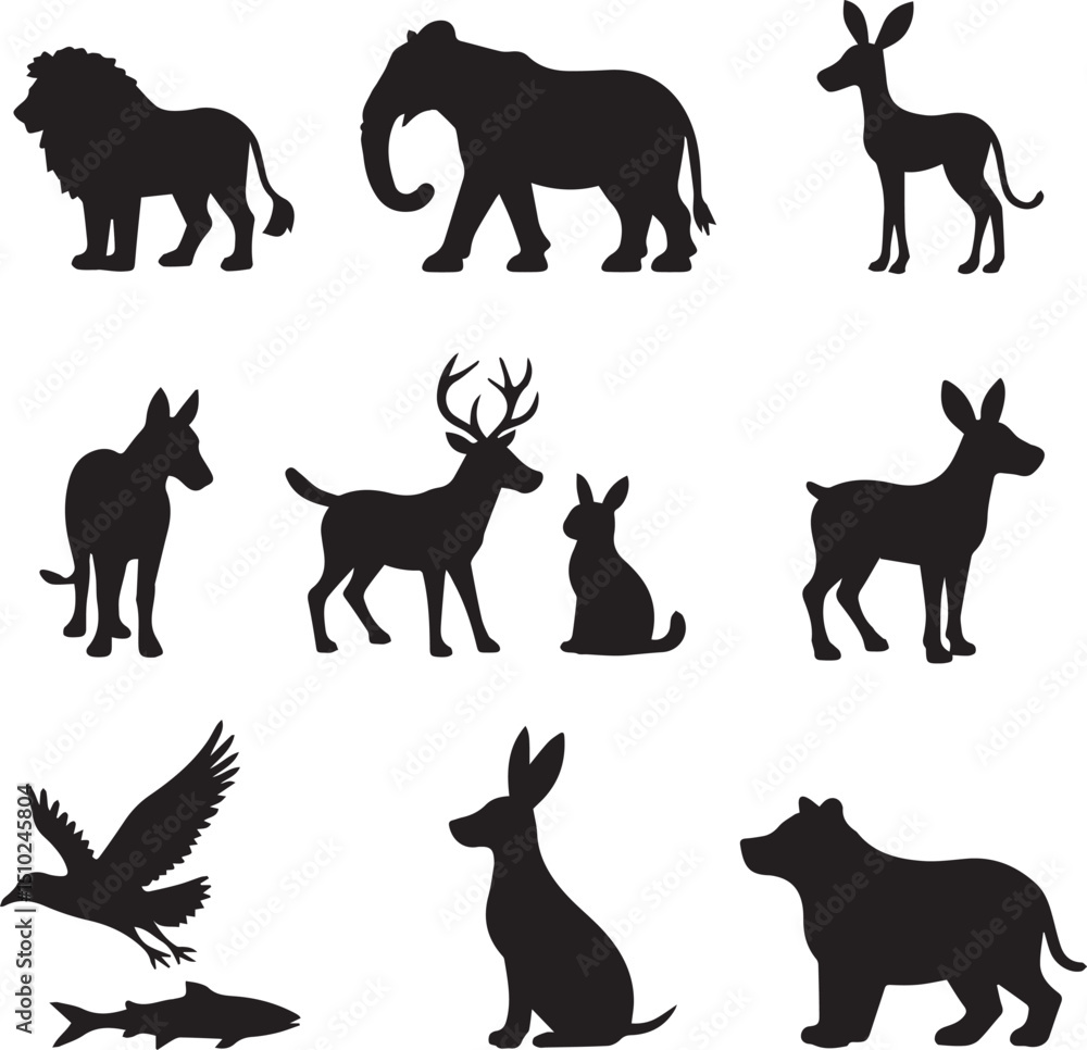 animals silhouettes vector animals silhouettes vector