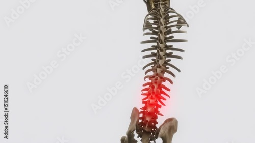 Lumbar Spine Anatomy with Red-Highlighted Lower Back Pain