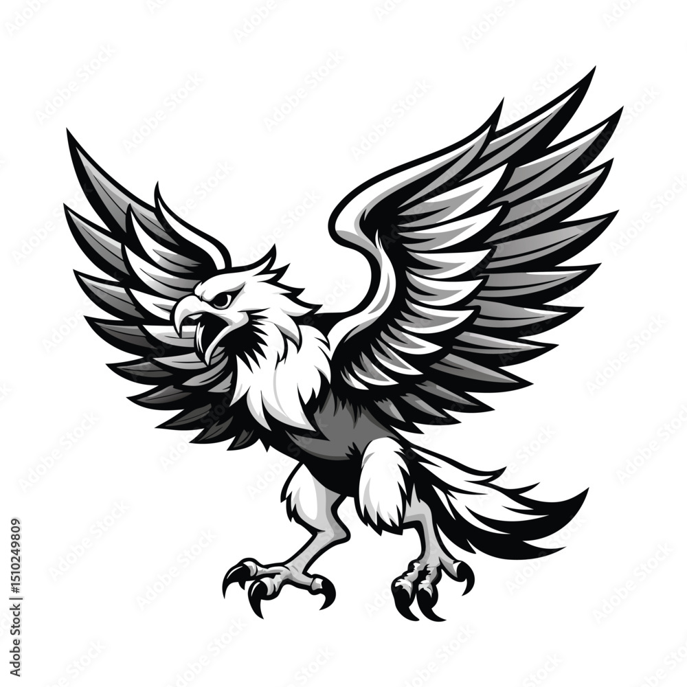 Powerful Black and White Eagle in Dynamic Flight. Powerful Black and White Eagle in Dynamic Flight.
