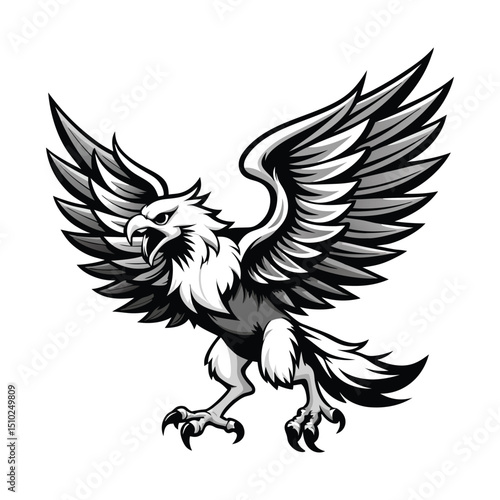 Powerful Black and White Eagle in Dynamic Flight.