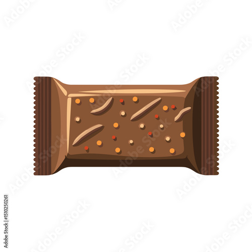 Chocolate bar with sprinkles on transparent background