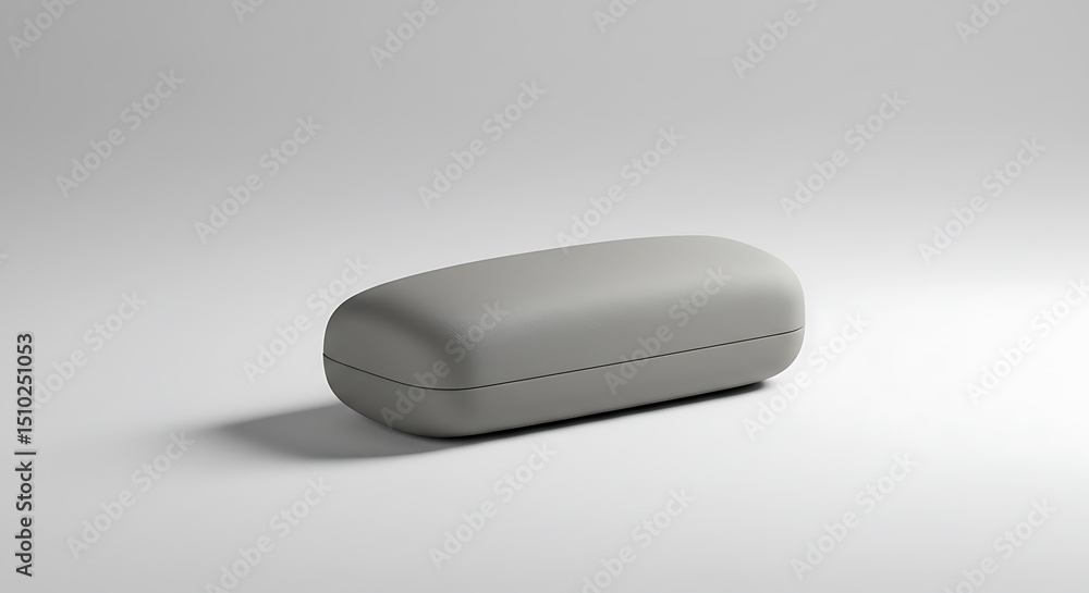 Sleek Grey Pebble-Shaped Eyeglass Case on White Background Sleek Grey Pebble-Shaped Eyeglass Case on White Background
