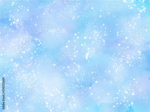 梅雨時のアジサイ・曇り空・雨空イメージの背景素材。水彩風テクスチャー。筆のタッチ。水彩の柔らかなにじみ。キラキラした光。水滴の輝き。しっとり感。