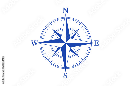 Blue compass rose navigation direction travel icon