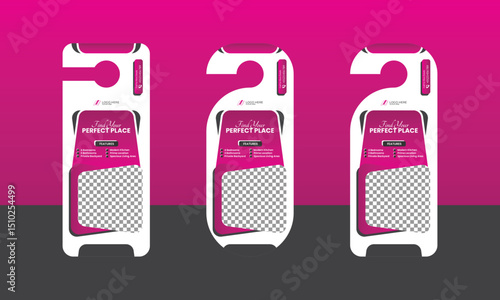 Real Estate Door Hanger Vector Template – AI & EPS Format – Fully Editable, Print-Ready Design for Realtors, Open House, Property Listings	
