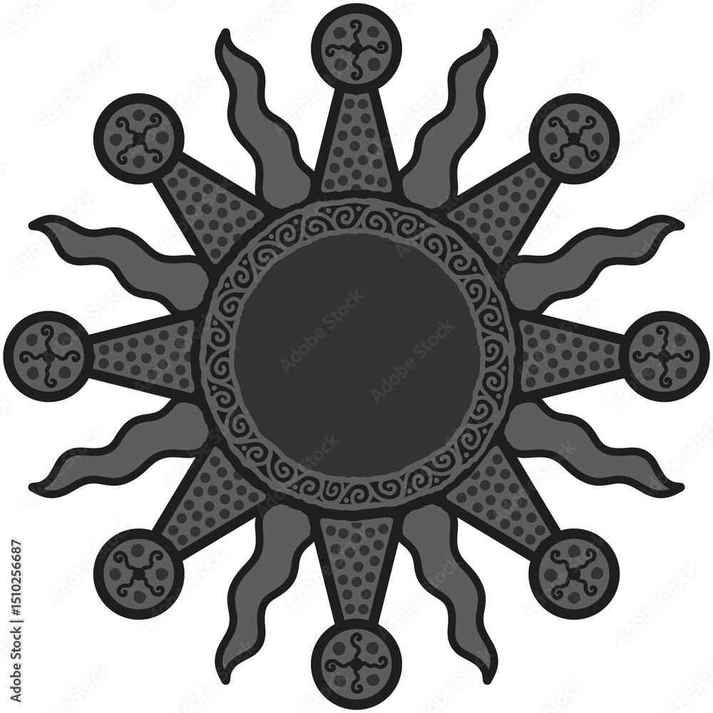 Fototapeta premium antique sun illustration; vintage solar depiction
