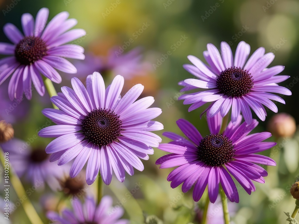 Fototapeta premium Delicate Purple Daisies, Soft Floral Background