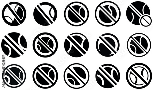 Prohibited Icons Vector Set - Circular Restriction Symbols