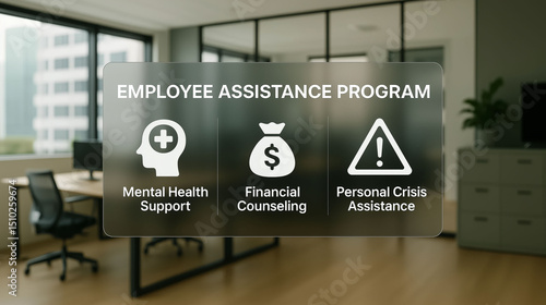 Employee assistance program EAP offering  mental health support financial counseling financial crisis assistance medical insurance and wellness services for employee