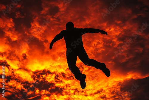 Wallpaper Mural Silhouette of a man falling through the sky Torontodigital.ca