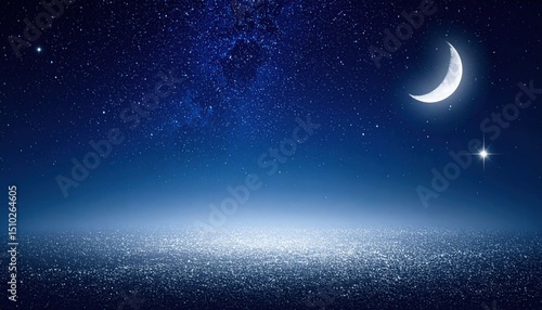 Starry Night Sky With Crescent Moon