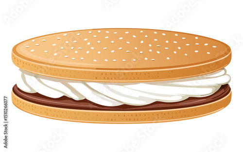 Creamy Cookie Sandwich Dessert - Vector Illustration
