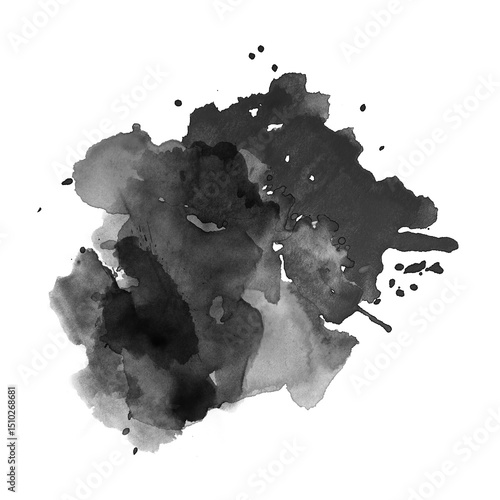 Black Watercolor Brush Illustration