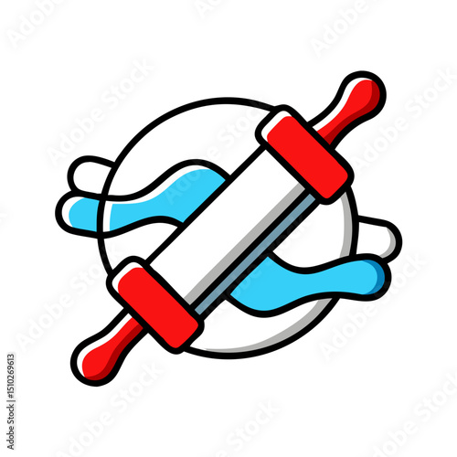 Rolling pin and dough icon representing cooking or baking.