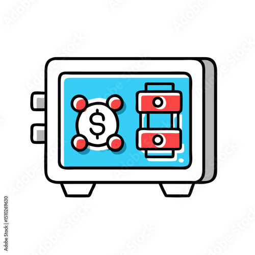 Digital safe icon with coin slot for money or valuables.