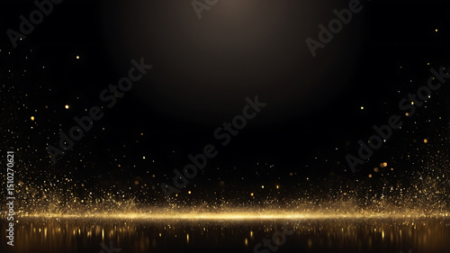 Golden Light Sparkle Background with Glowing Particles and Bokeh Effects for Design – AI