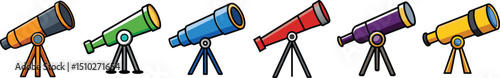 Telescope Icon Depicting Astronomy, Star Gazing, Science Equipment, Sky Exploration and Celestial Observation