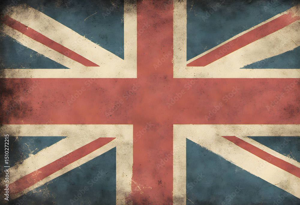 Fototapeta premium Vintage Union Jack Flag with Grunge Texture Effect