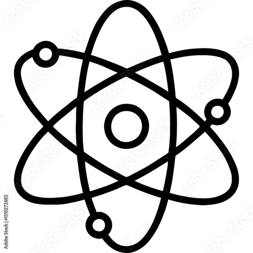 Minimalist atom icon with elliptical paths
