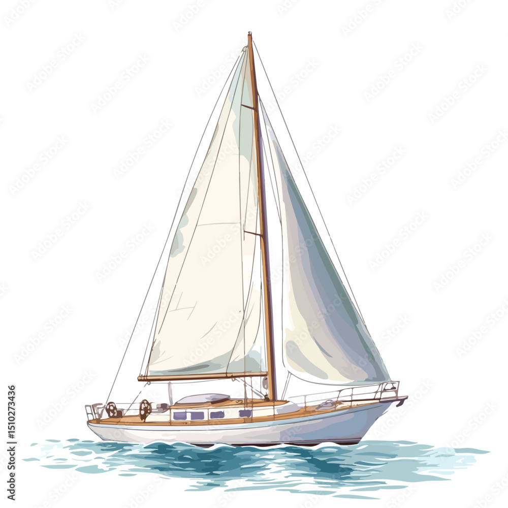 Fototapeta premium Professional Sailboat Vector Illustration for Nautical Designs and Seafaring Concepts