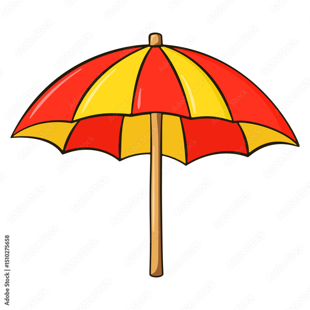 Colorful Beach Umbrella Summer Cartoon Illustration Colorful Beach Umbrella Summer Cartoon Illustration