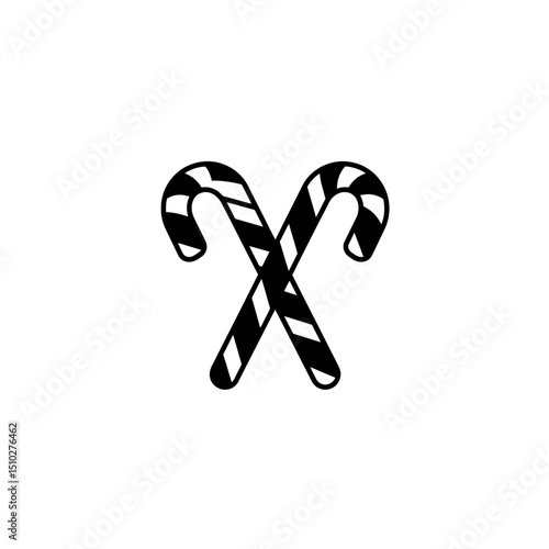 Two crossed andy canes vector icon. Confectionery and candy shops during holiday season concept