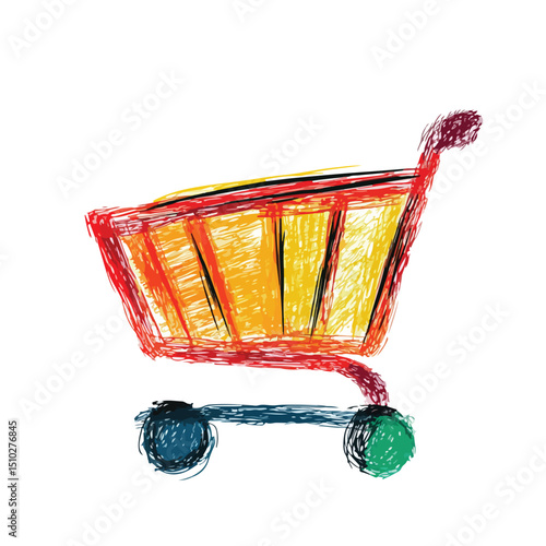 Professional Shopping Cart Symbol Scribble Vector Illustration for E-commerce Websites and Online Shopping Platforms