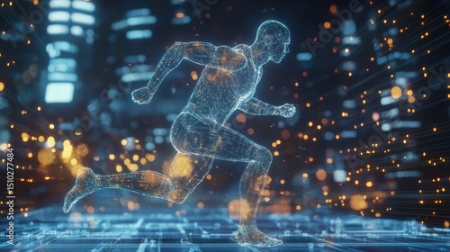 A cinematic depiction of advanced sensors monitoring form and performance in real-time.