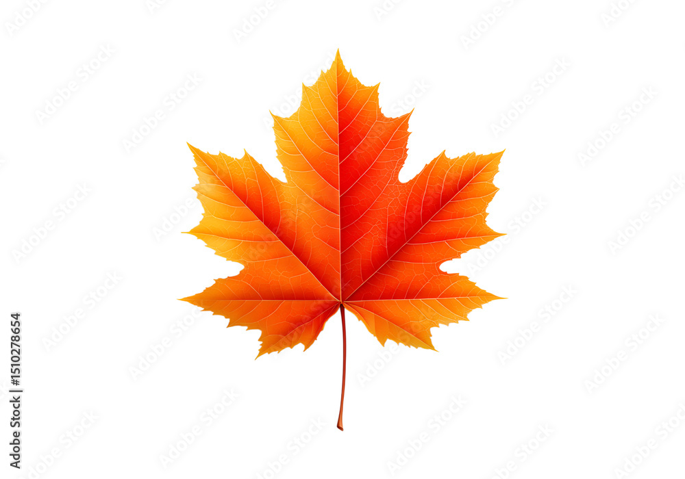 Single vibrant orange maple leaf isolated on black background, On Transparent Background Single vibrant orange maple leaf isolated on black background, On Transparent Background