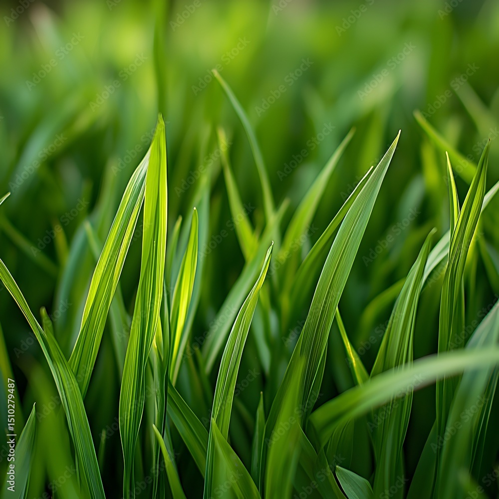 Obraz premium Photo of Lush Green Grass Close-Up Showing Fine Texture and Vibrant Natural Color for Outdoor Theme