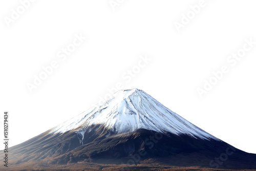 Mount Fuji mountain isolated on white, perfect for Asian landscapes and natural wonders content