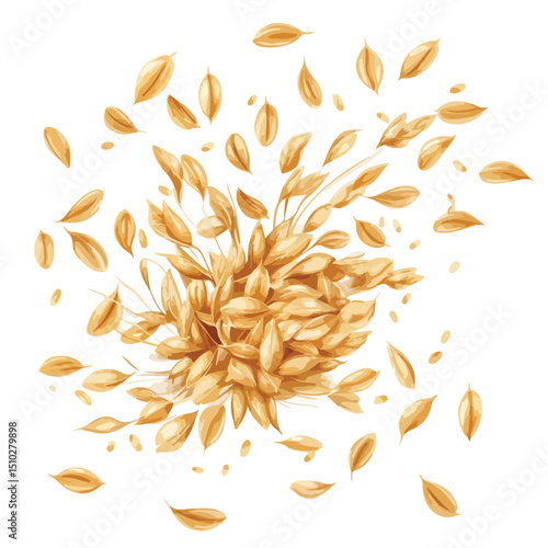 High-Quality Vector Illustration of Isolated Oat Flakes for Professional Use